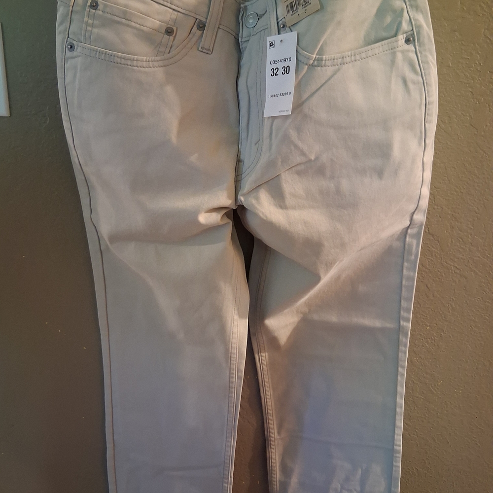 New Levis Classic Cream Straight Leg Denim Jeans Pants sz 32/30